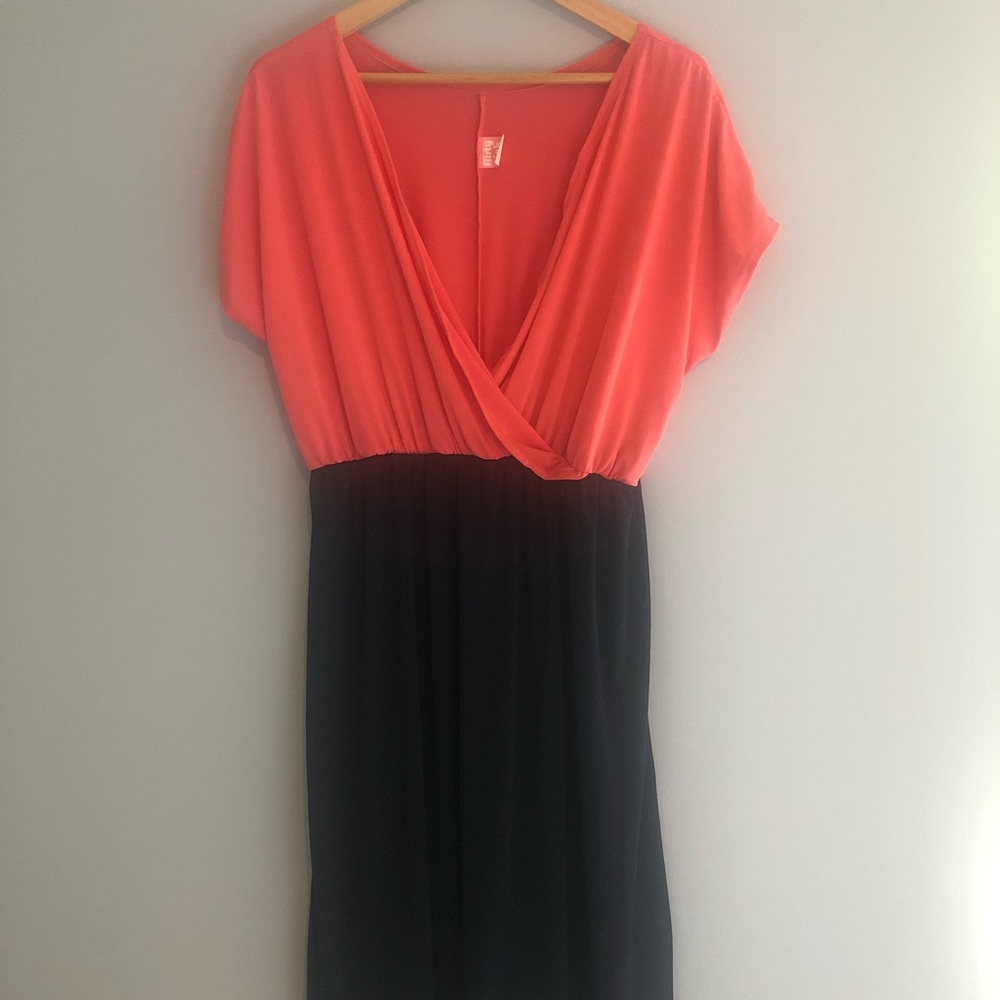 Coral & navy dress - NWOT